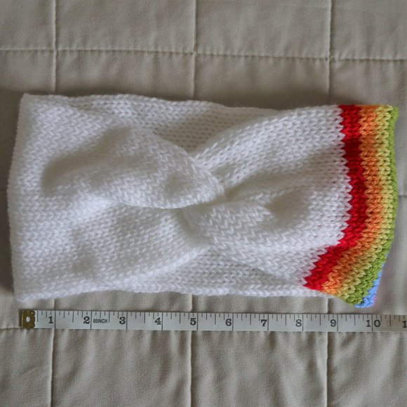 Rainbow Handmade Knitted Earwarmer Headband NWOT - Picture 4 of 5